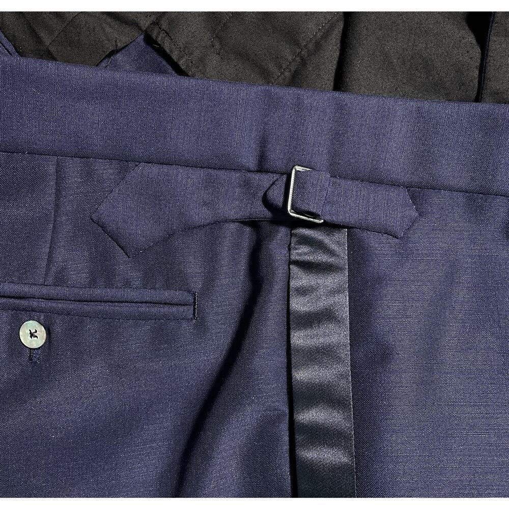 Alan Flusser Bespoke Handmade Navy Blue Mohair Tuxedo Formal Pants 42x27 - Picture 8 of 9